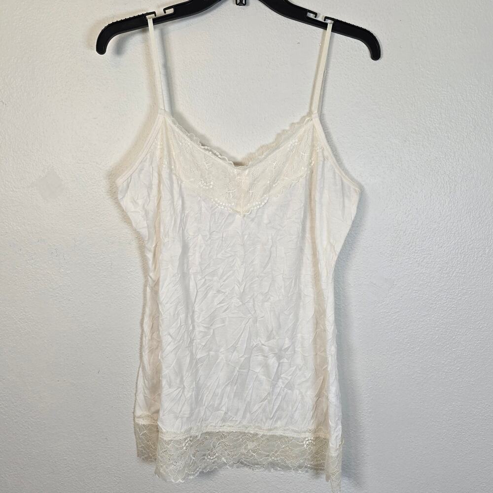 Maurices Babydoll Camisole Women's L Cream Lace Trim Y2K Boho Romantic Feminine